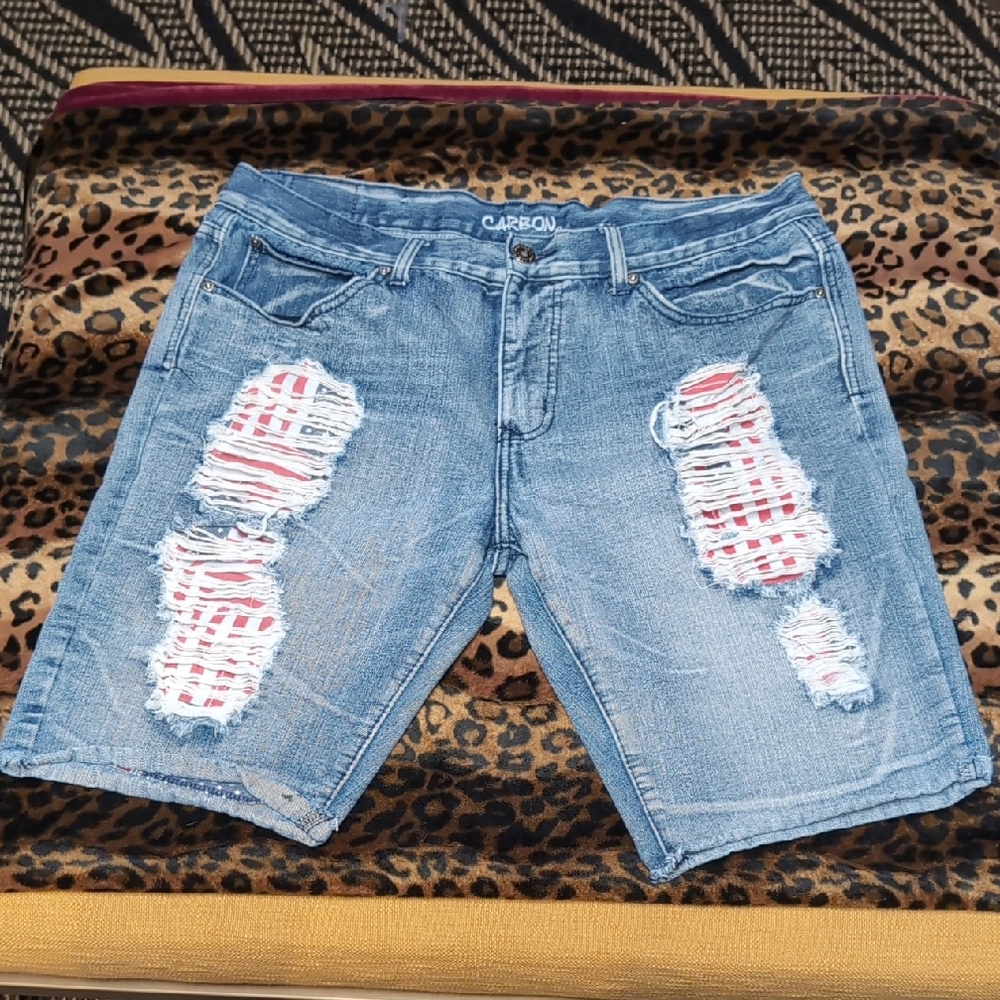 Carbon Men's Distressed Shorts American Flag